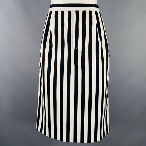MARC JACOBS Size 6 Black White Polyester Stripe Pencil Skirt - Picture 1 of 7